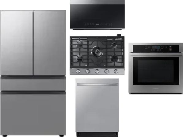 5 Piece Package Includes Refrigerator, Cooktop, Wall Oven, Microwave And Dishwasher