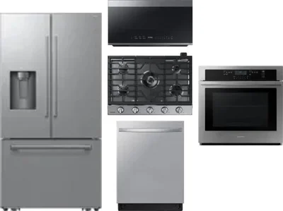 5 Piece Package Includes Refrigerator, Cooktop, Wall Oven, Microwave And Dishwasher