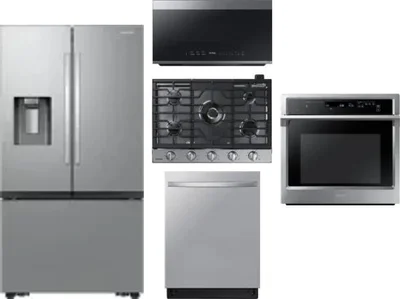 5 Piece Package Includes Refrigerator, Cooktop, Wall Oven, Microwave And Dishwasher