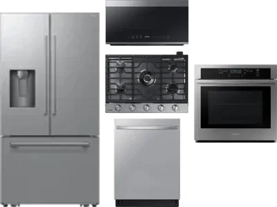 5 Piece Package Includes Refrigerator, Cooktop, Wall Oven, Microwave And Dishwasher
