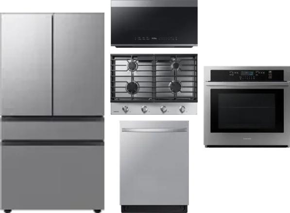 5 Piece Package Includes Refrigerator, Cooktop, Wall Oven, Microwave And Dishwasher