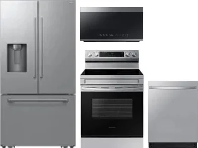 4 Piece Package Includes Refrigerator, Range, Microwave And Dishwasher