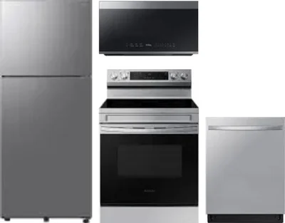 4 Piece Package Includes Refrigerator, Range, Microwave And Dishwasher