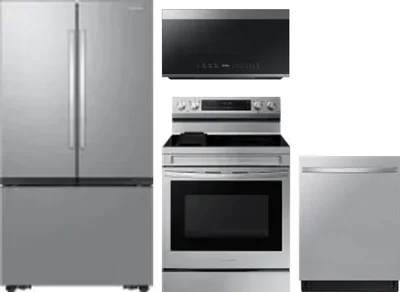 4 Piece Package Includes Refrigerator, Range, Microwave And Dishwasher