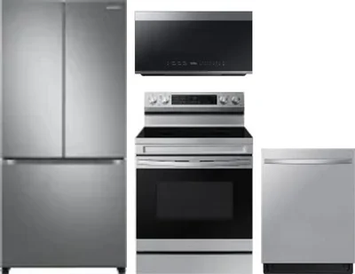 4 Piece Package Includes Refrigerator, Range, Microwave And Dishwasher