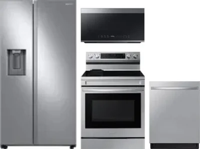 4 Piece Package Includes Refrigerator, Range, Microwave And Dishwasher