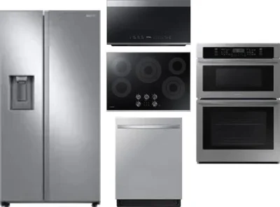 5 Piece Package Includes Refrigerator, Cooktop, Wall Oven, Microwave And Dishwasher