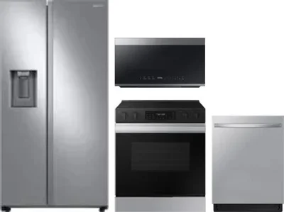 4 Piece Package Includes Refrigerator, Range, Microwave And Dishwasher