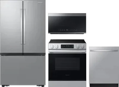 4 Piece Package Includes Refrigerator, Range, Microwave And Dishwasher