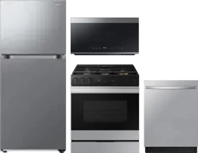 4 Piece Package Includes Refrigerator, Range, Microwave And Dishwasher