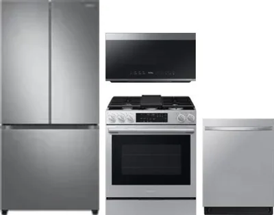 4 Piece Package Includes Refrigerator, Range, Microwave And Dishwasher
