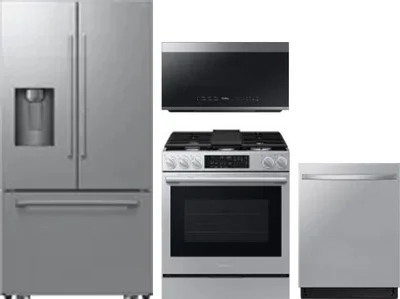 4 Piece Package Includes Refrigerator, Range, Microwave And Dishwasher
