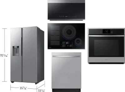 5 Piece Package Includes Refrigerator, Cooktop, Wall Oven, Microwave And Dishwasher