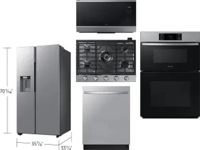 5 Piece Package Includes Refrigerator, Cooktop, Wall Oven, Microwave And Dishwasher