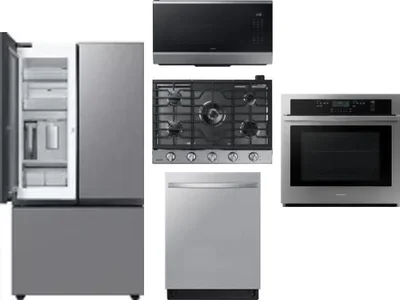 5 Piece Package Includes Refrigerator, Cooktop, Wall Oven, Microwave And Dishwasher