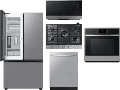 5 Piece Package Includes Refrigerator, Cooktop, Wall Oven, Microwave And Dishwasher