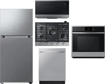 5 Piece Package Includes Refrigerator, Cooktop, Wall Oven, Microwave And Dishwasher