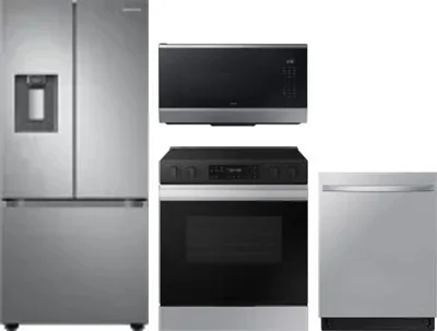 4 Piece Package Includes Refrigerator, Range, Microwave And Dishwasher