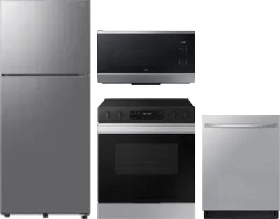 4 Piece Package Includes Refrigerator, Range, Microwave And Dishwasher