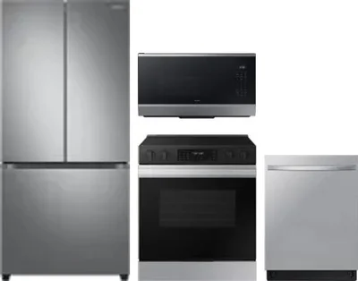 4 Piece Package Includes Refrigerator, Range, Microwave And Dishwasher