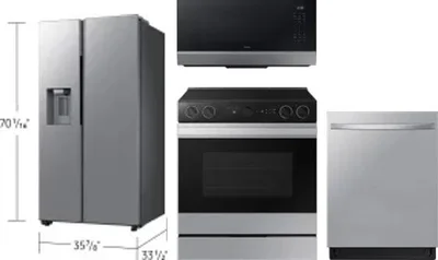 4 Piece Package Includes Refrigerator, Range, Microwave And Dishwasher