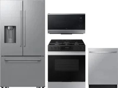 4 Piece Package Includes Refrigerator, Range, Microwave And Dishwasher