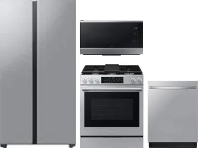4 Piece Package Includes Refrigerator, Range, Microwave And Dishwasher