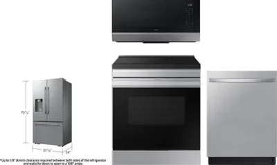 4 Piece Package Includes Refrigerator, Range, Microwave And Dishwasher