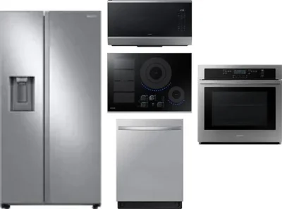 5 Piece Package Includes Refrigerator, Cooktop, Wall Oven, Microwave And Dishwasher