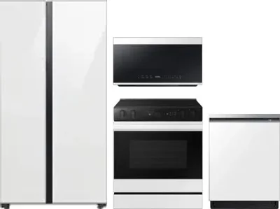4 Piece Package Includes Refrigerator, Range, Microwave And Dishwasher