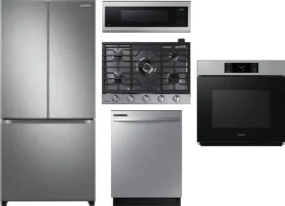 5 Piece Package Includes Refrigerator, Cooktop, Wall Oven, Microwave And Dishwasher