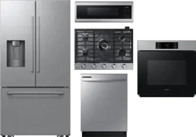 5 Piece Package Includes Refrigerator, Cooktop, Wall Oven, Microwave And Dishwasher