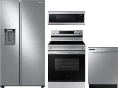4 Piece Package Includes Refrigerator, Range, Microwave And Dishwasher