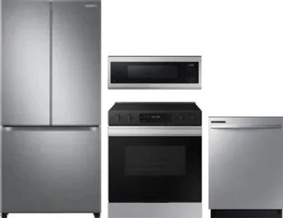 4 Piece Package Includes Refrigerator, Range, Microwave And Dishwasher
