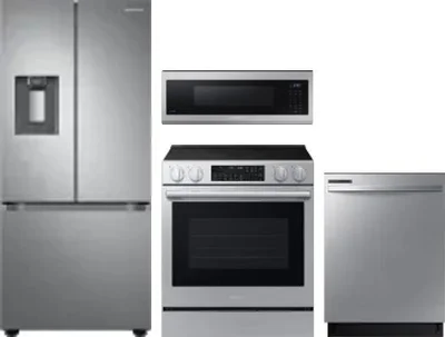 4 Piece Package Includes Refrigerator, Range, Microwave And Dishwasher