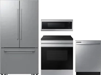 4 Piece Package Includes Refrigerator, Range, Microwave And Dishwasher