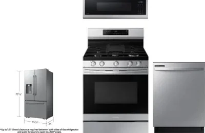 4 Piece Package Includes Refrigerator, Range, Microwave And Dishwasher