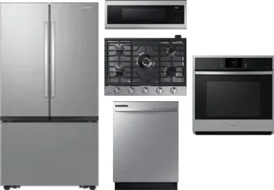 5 Piece Package Includes Refrigerator, Cooktop, Wall Oven, Microwave And Dishwasher