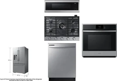 5 Piece Package Includes Refrigerator, Cooktop, Wall Oven, Microwave And Dishwasher