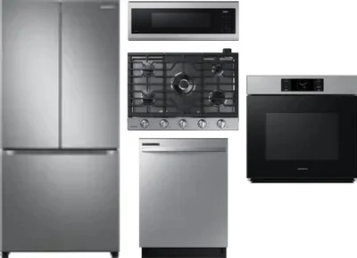 5 Piece Package Includes Refrigerator, Cooktop, Wall Oven, Microwave And Dishwasher