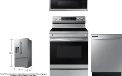 4 Piece Package Includes Refrigerator, Range, Microwave And Dishwasher