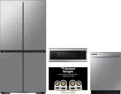 4 Piece Package Includes Refrigerator, Range, Microwave And Dishwasher