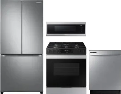 4 Piece Package Includes Refrigerator, Range, Microwave And Dishwasher