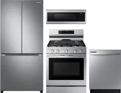 4 Piece Package Includes Refrigerator, Range, Microwave And Dishwasher