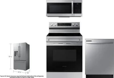 4 Piece Package Includes Refrigerator, Range, Microwave And Dishwasher