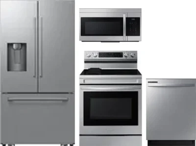 4 Piece Package Includes Refrigerator, Range, Microwave And Dishwasher