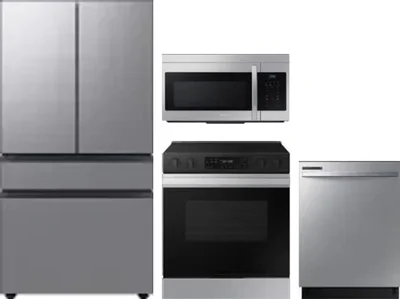 4 Piece Package Includes Refrigerator, Range, Microwave And Dishwasher