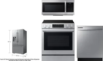 4 Piece Package Includes Refrigerator, Range, Microwave And Dishwasher