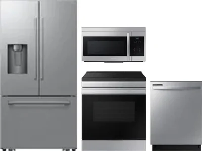 4 Piece Package Includes Refrigerator, Range, Microwave And Dishwasher