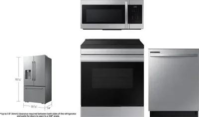 4 Piece Package Includes Refrigerator, Range, Microwave And Dishwasher